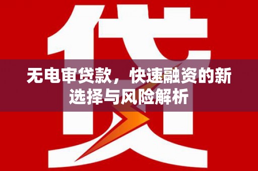 涟水无电审贷款，快速融资的新选择与风险解析