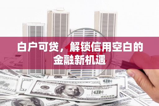 涟水白户可贷，解锁信用空白的金融新机遇