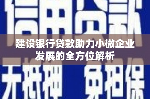 涟水建设银行贷款助力小微企业发展的全方位解析