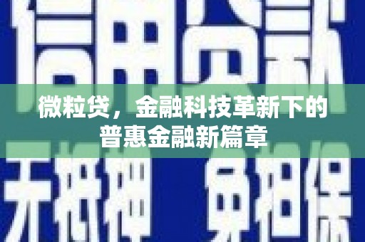 涟水微粒贷，金融科技革新下的普惠金融新篇章